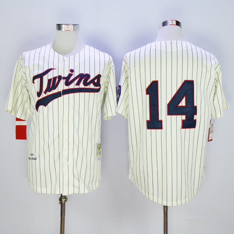 Men Minnesota Twins 14 Hrbek Cream Throwback 1969 MLB Jerseys